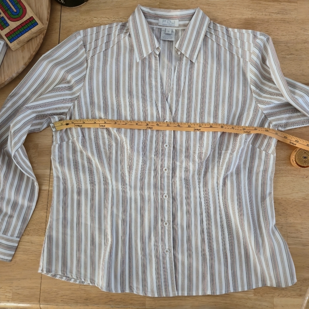 FDJ French Dressing 16 Striped Button Down Shirt Tailored Professional Classic - Picture 14 of 16